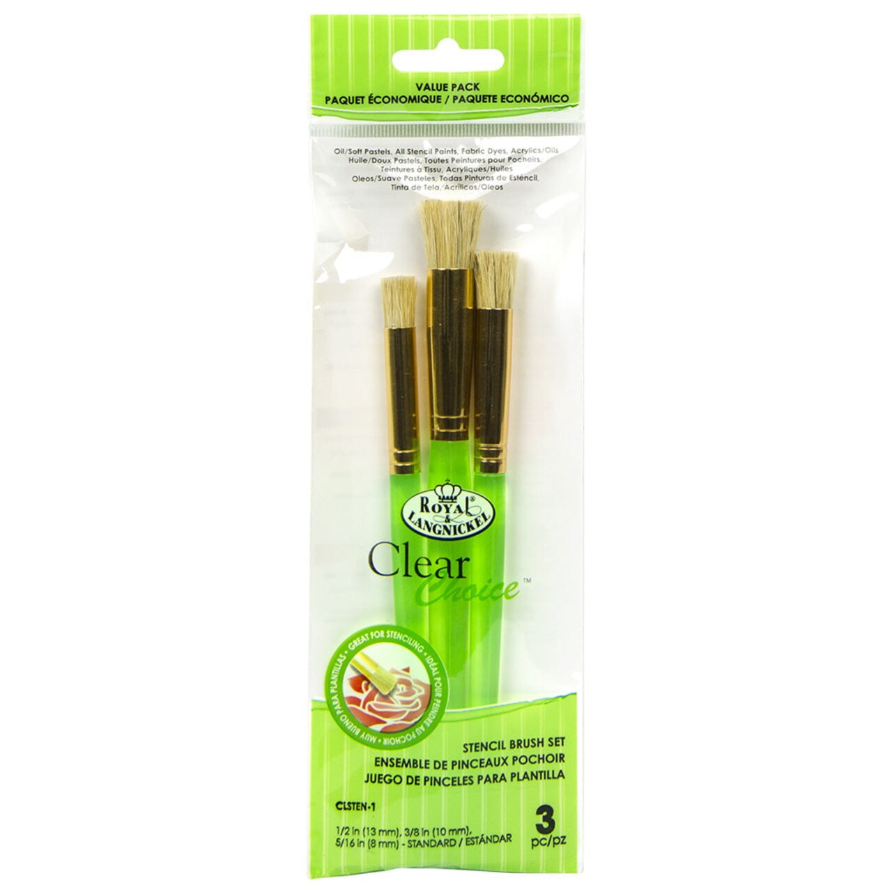 CLSTEN-1 | Clear Choice™ 3pc Standard Stencil Brush Set